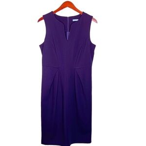 J. McLaughlin Catalina Cloth Pleated Waist Sheath Dress Size Medium in Navy Blue